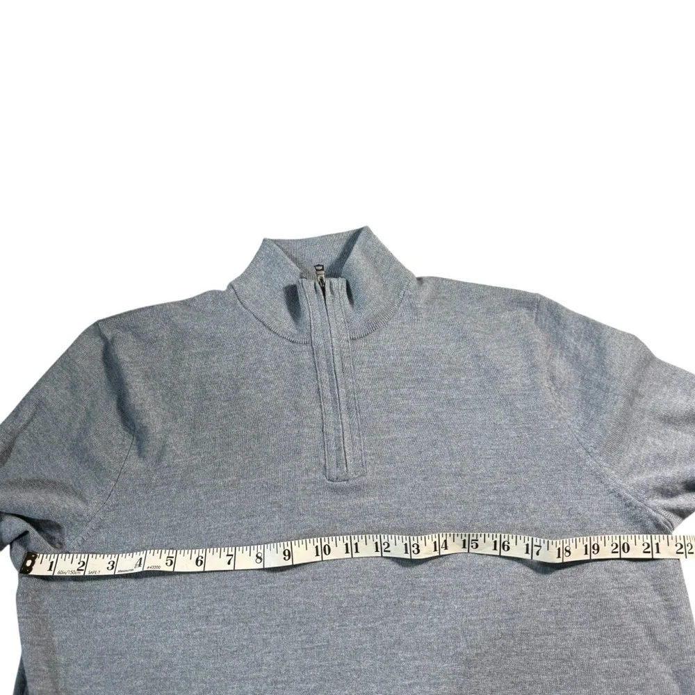 Banana Republic x Baruffa Wool Quarter Zip Sweater Large Blue Preppy Office Luxe
